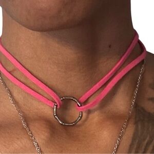 Pink Double-Strand Choker Necklace